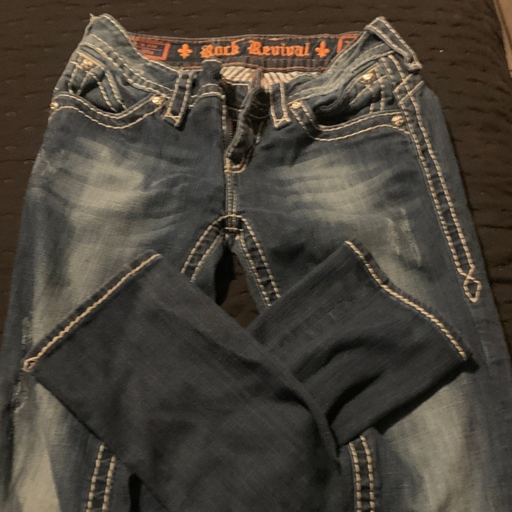 Rock Revival Dark Blue Denim with White Stitching